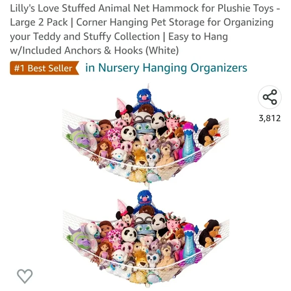 Lilly's Love Stuffed Animal Storage Hammock ー Large 2 Pack ー 